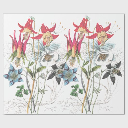 Columbine Flowers Wrapping Paper Cadeaupapier (Vlak)
