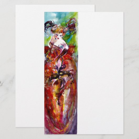 COLUMBINE, fuchsia blue green yellow Briefpapier (Voorkant / Achterkant)