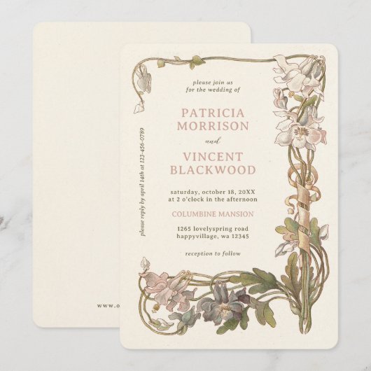 Columbine Lijst bruiloft uitnodiging (Voorkant / Achterkant)