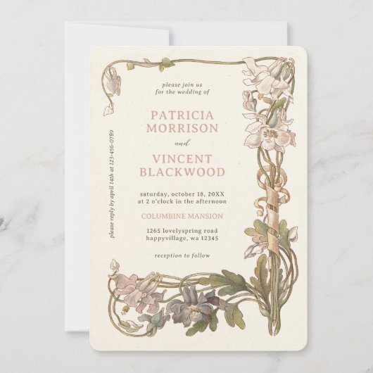  Columbine Lijst bruiloft uitnodiging (Voorkant)