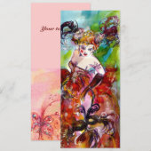 COLUMBINE, Mardi Gras, Sweet 16 Masquerade Party Kaart (Voorkant / Achterkant)