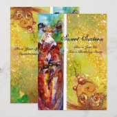 COLUMBINE, Mardi Gras, Sweet 16 Masquerade Party Kaart (Voorkant / Achterkant)