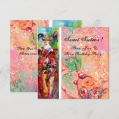 COLUMBINE, Mardi Gras, Sweet 16 Masquerade Party Kaart (Voorkant / Achterkant)