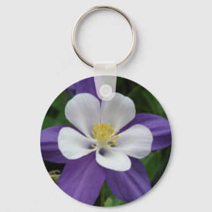 Columbine Paars en White Flower Sleutelhanger