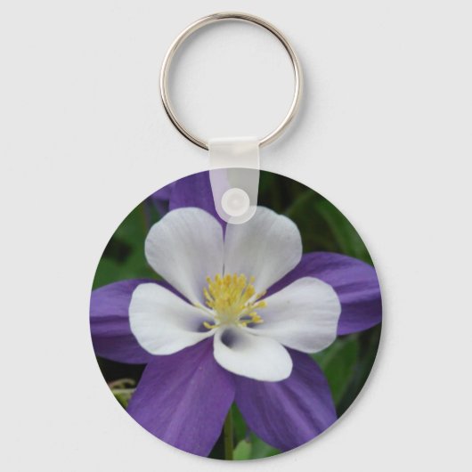 Columbine Paars en White Flower Sleutelhanger (Voorkant)