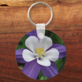 Columbine Paars en White Flower Sleutelhanger (Voorkant)