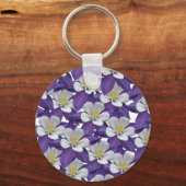 Columbine Paars en White Flowers Patten Sleutelhan Sleutelhanger (Voorkant)