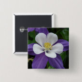 Columbine Paarse en witte bloem Button (Voorkant /achterkant)