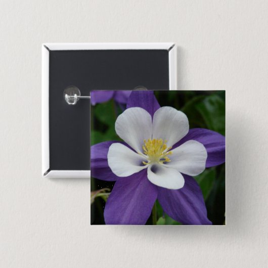 Columbine Paarse en witte bloem Button (Voorkant /achterkant)