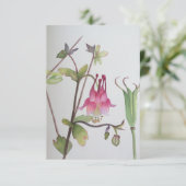 Columbine Response Card Botanische Waterverven RSVP Kaartje (Staand voorkant)