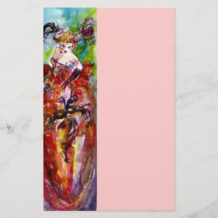 COLUMBINE, rode blauwe groene roze Briefpapier