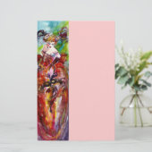 COLUMBINE, rode blauwe groene roze Briefpapier (Staand voorkant)