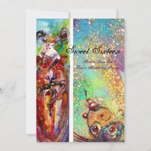 COLUMBINE Sweet Sixteen Masquerade Party, blauw go Kaart