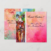 COLUMBINE, Sweet Sixteen Masquerade Party, fuchsia Kaart (Voorkant / Achterkant)