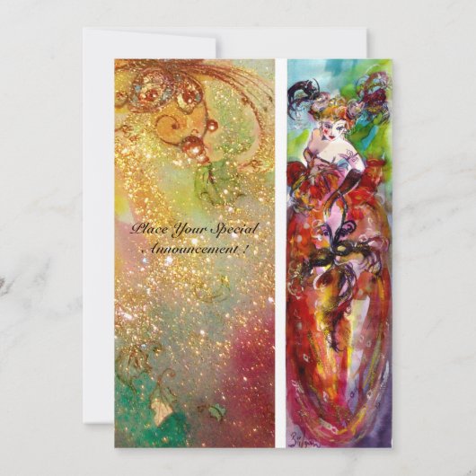 COLUMBINE, Sweet Sixteen Masquerade Party, geel Kaart (Achterkant)