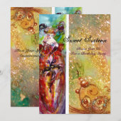 COLUMBINE, Sweet Sixteen Masquerade Party, geel Kaart (Voorkant / Achterkant)