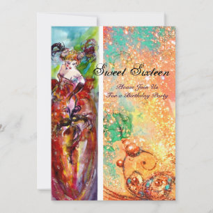 COLUMBINE Sweet Sixteen Masquerade Party, geel Kaart