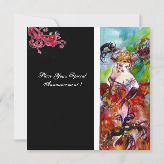 COLUMBINE, Sweet Sixteen Masquerade Party, rood bl Kaart (Achterkant)