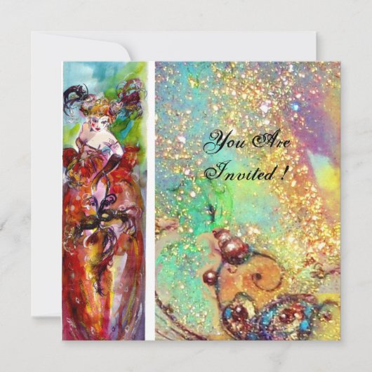 COLUMBINE, Sweet Sixteen Masquerade Party, rood bl Kaart (Voorkant)