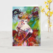 COLUMBINE/Venetiaanse Masquerade Ball Kaart (Gele Bloem)