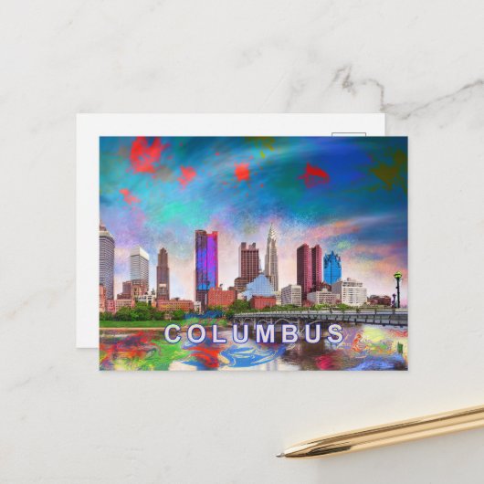 Columbus Abstracte kunst Briefkaart (Voorkant / Achterkant in situ)