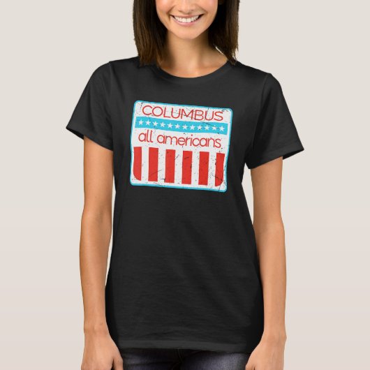 Columbus Alle Amerikanen Retro 4 juli 1 T-shirt (Voorkant)
