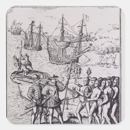 Columbus at Hispaniola 2 Vierkante Sticker (Voorkant)