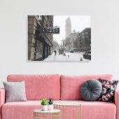 Columbus Avenue Liquor Store NYC Snowstorm Winter Canvas Afdruk (Insitu (Woonkamer))