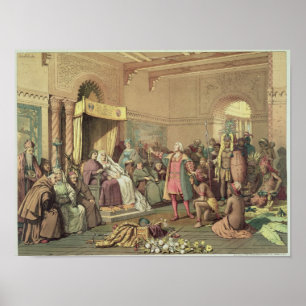 Columbus bij de Koninklijke Rechtbank van Spanje i Poster