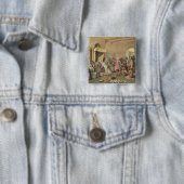 Columbus bij de Koninklijke Rechtbank van Spanje i Vierkante Button 5,1 Cm (In situ)