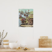 Columbus bij Hispaniola Poster (Keuken)