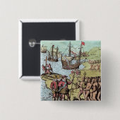 Columbus bij Hispaniola Vierkante Button 5,1 Cm (Voorkant /achterkant)
