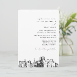 Columbus bruiloft elegante skyline uitnodiging