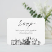 Columbus Bruiloft Minimalistische Schets RSVP Informatiekaartje (Staand voorkant)