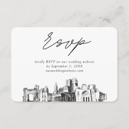 Columbus Bruiloft Minimalistische Schets RSVP Informatiekaartje