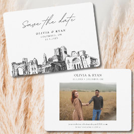 Columbus Bruiloft Modern Save the Date Kaart
