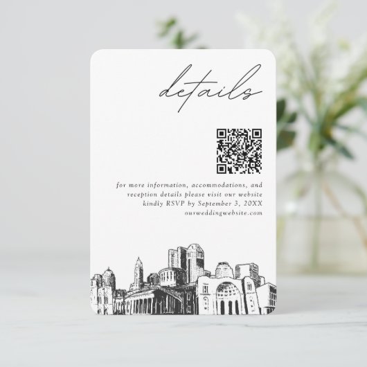 Columbus bruiloft moderne details QR-code Informatiekaartje (Staand voorkant)
