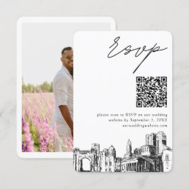 Columbus Bruiloft Moderne RSVP QR Code Informatiekaartje