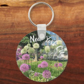 Columbus Cirkel NYC Allium Fountain Flowers Foto Sleutelhanger (Voorkant)