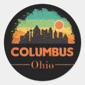 Columbus City Ohio USA  Retro Stripe Ronde Sticker (Voorkant)