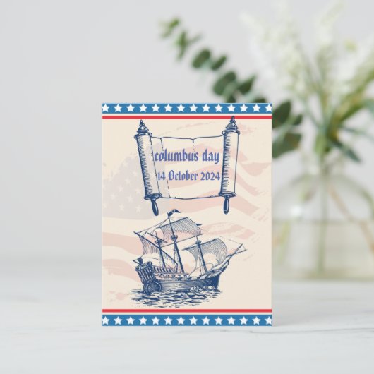 Columbus dag eer geschiedenis 14 oktober briefkaart (Staand voorkant)