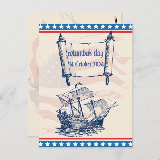 Columbus dag eer geschiedenis 14 oktober briefkaart (Voorkant / Achterkant)