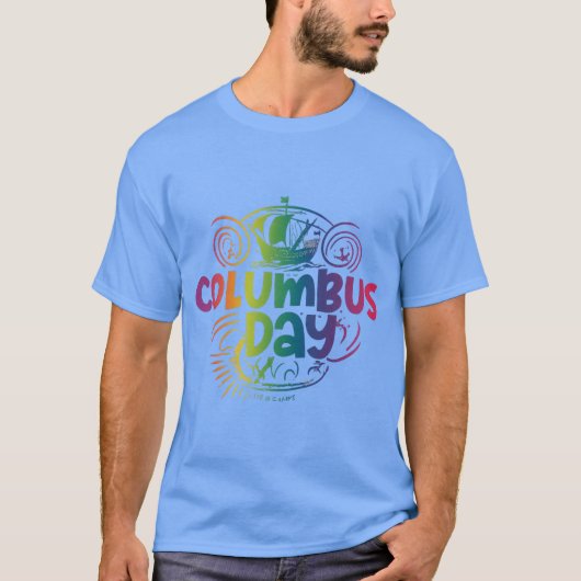 Columbus Day Carolina Blauw T-shirt (Voorkant)