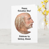 Columbus Day Getting ahead Vintage portret Kaart (Gele Bloem)