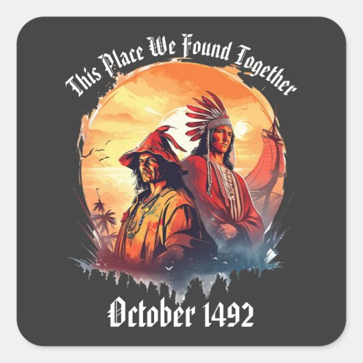 Columbus Day Indiaanse dag oktober 1492 Vierkante Sticker (Voorkant)