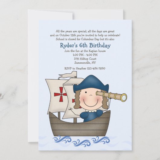 Columbus Day Party uitnodiging (Voorkant)