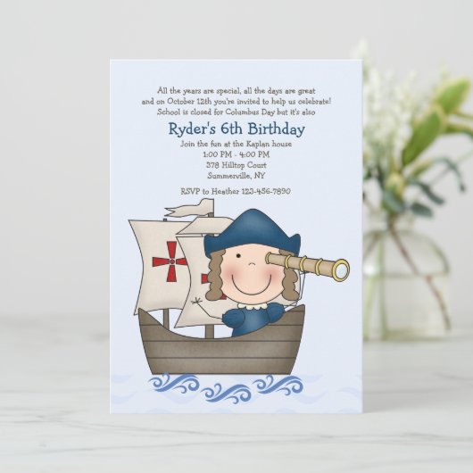 Columbus Day Party uitnodiging (Staand voorkant)