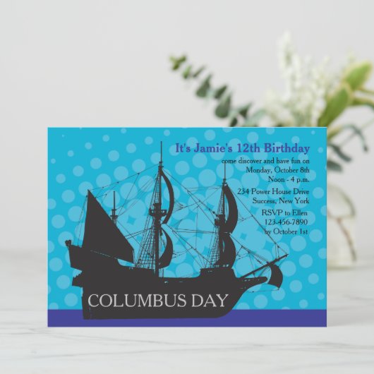 Columbus Day Party uitnodiging (Staand voorkant)