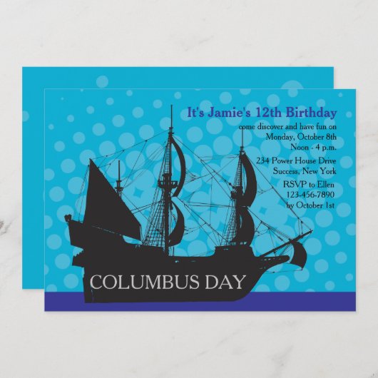 Columbus Day Party uitnodiging (Voorkant / Achterkant)