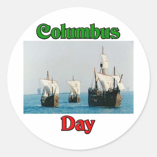 Columbus Day schepen Ronde Sticker (Voorkant)